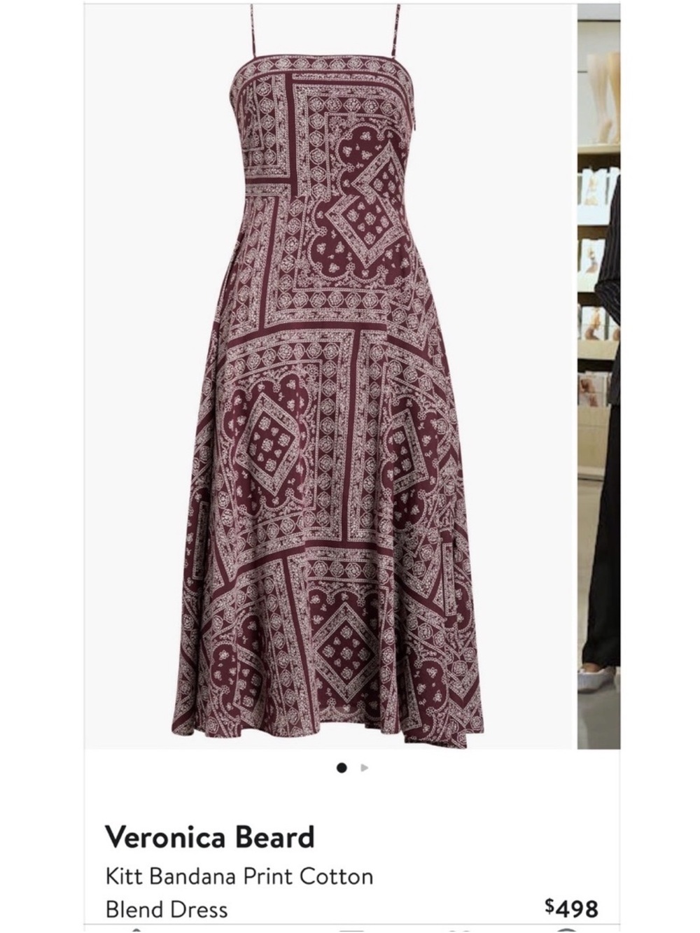Veronica Beard Maroon Bandana-Print Midi Dress